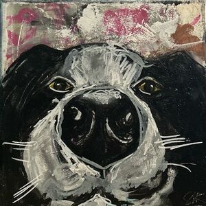 Black and White Dog Portrait Canvas